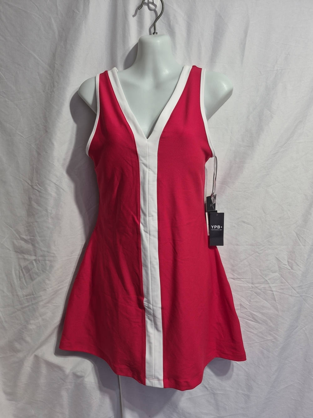 YPB Women's Red & White Sleeveless Active  Dress, Size Medium